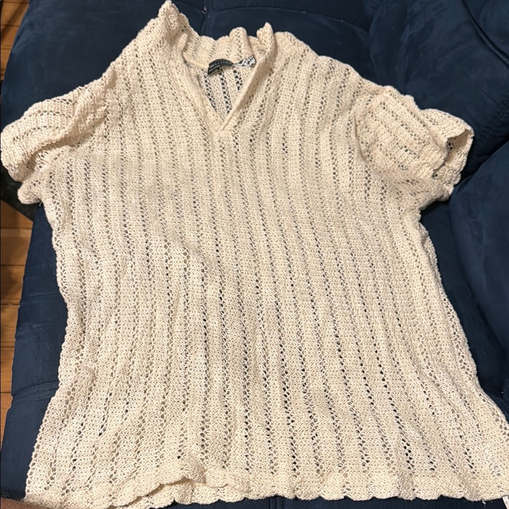 ASOS Cream Knit Polo Shirt